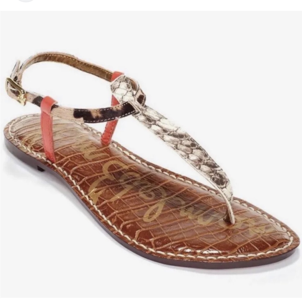 Sam Edelman Gigi Leather Calf Hair Snake print strap Sandal